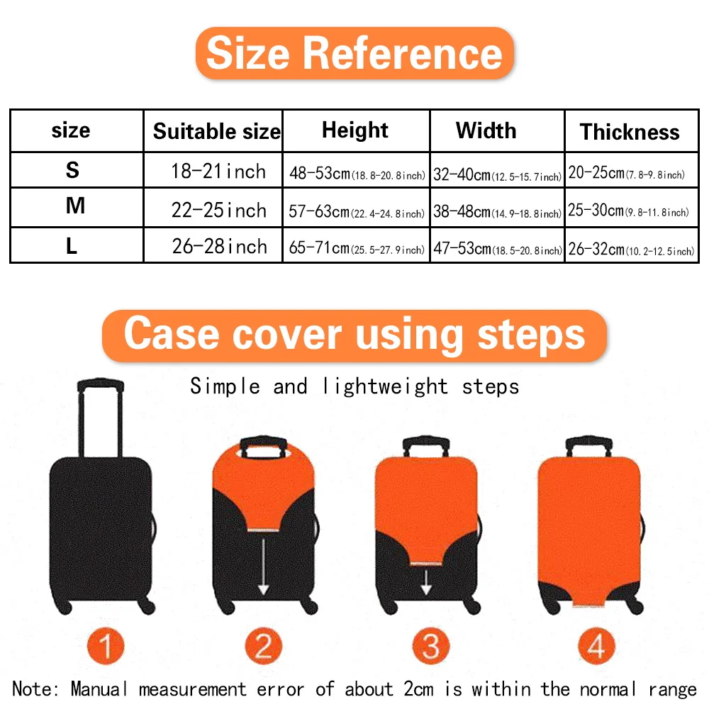 กระเป๋าเดินทางกรณีป้องกันรอยขีดข่วน Thicken Travel อุปกรณ์เสริมสีพิมพ์รถเข็นป้องกันครอบคลุมใช้กับกระเป๋าเดินทางขนาด 18-28 นิ้ว