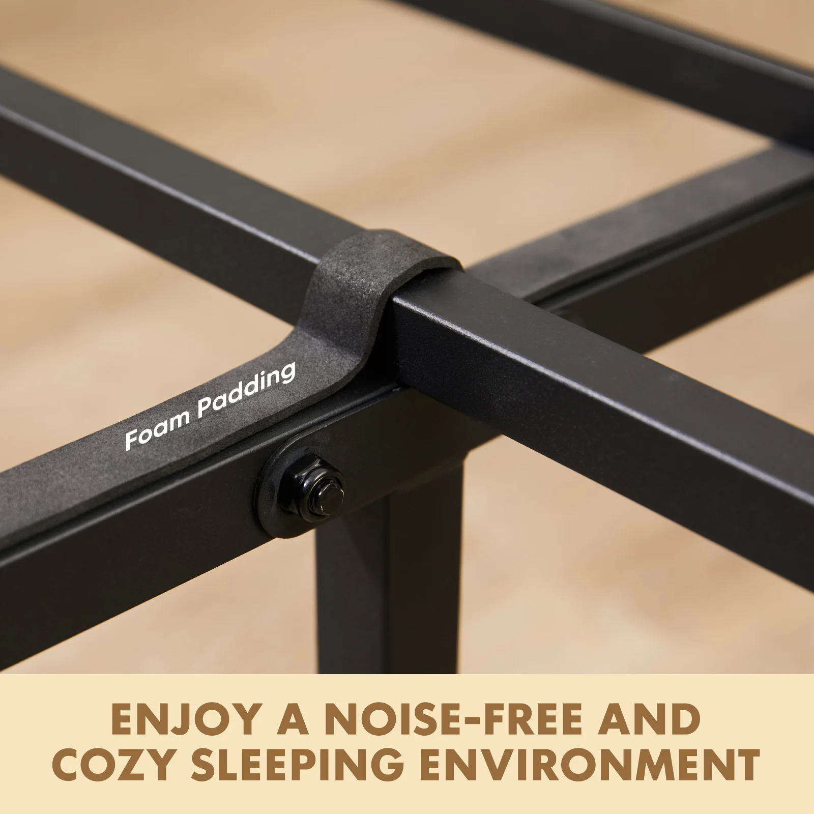 MCQ Wooden Headboard and Metal Platform Bed Frame No Box Spring Needed with 700LBS Sturdy Wooden Slats Support For Home image 6