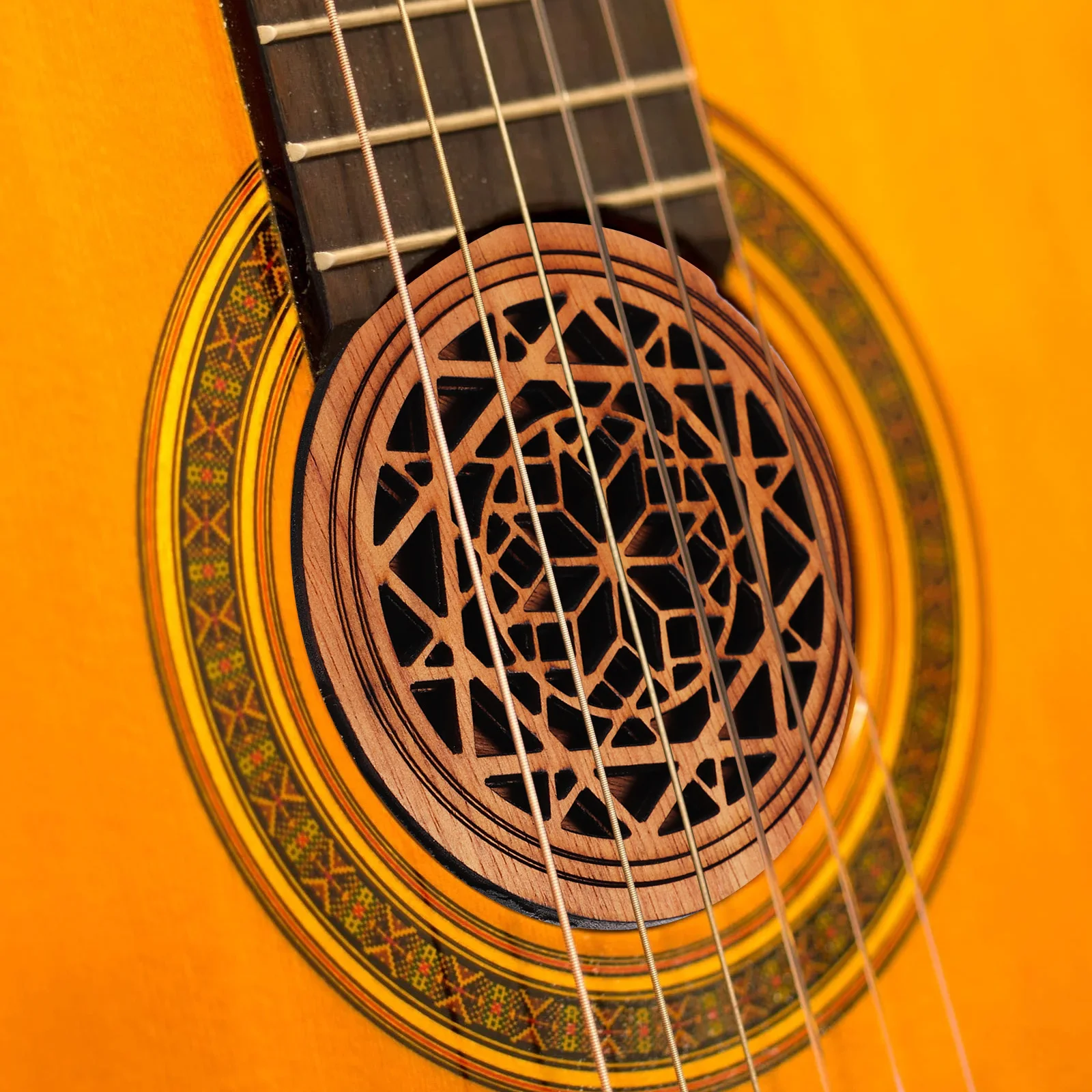 

Wooden Guitar Soundhole Cover Feedback Reducer Noise Blocker Resonator Guitar Parts Accessories Lightweight Easy Install