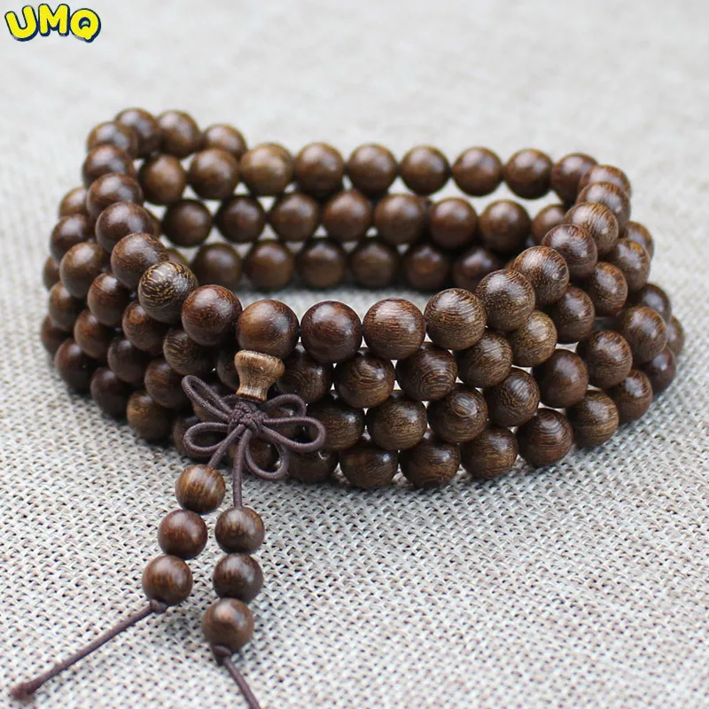 Sandalwood Hand String 108 8mm Beads Hand String Men's Women's Small Holes Along the Lines of Cultural Games Bracelet Jewelry