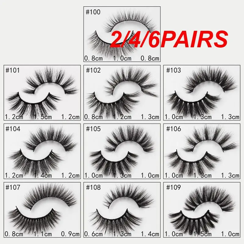 2/4/6PAIRS Handmade 100% Cruelty-free Popular Comfortable Vegan High-quality Sustainable Reusable False Lashes For Everyday Use