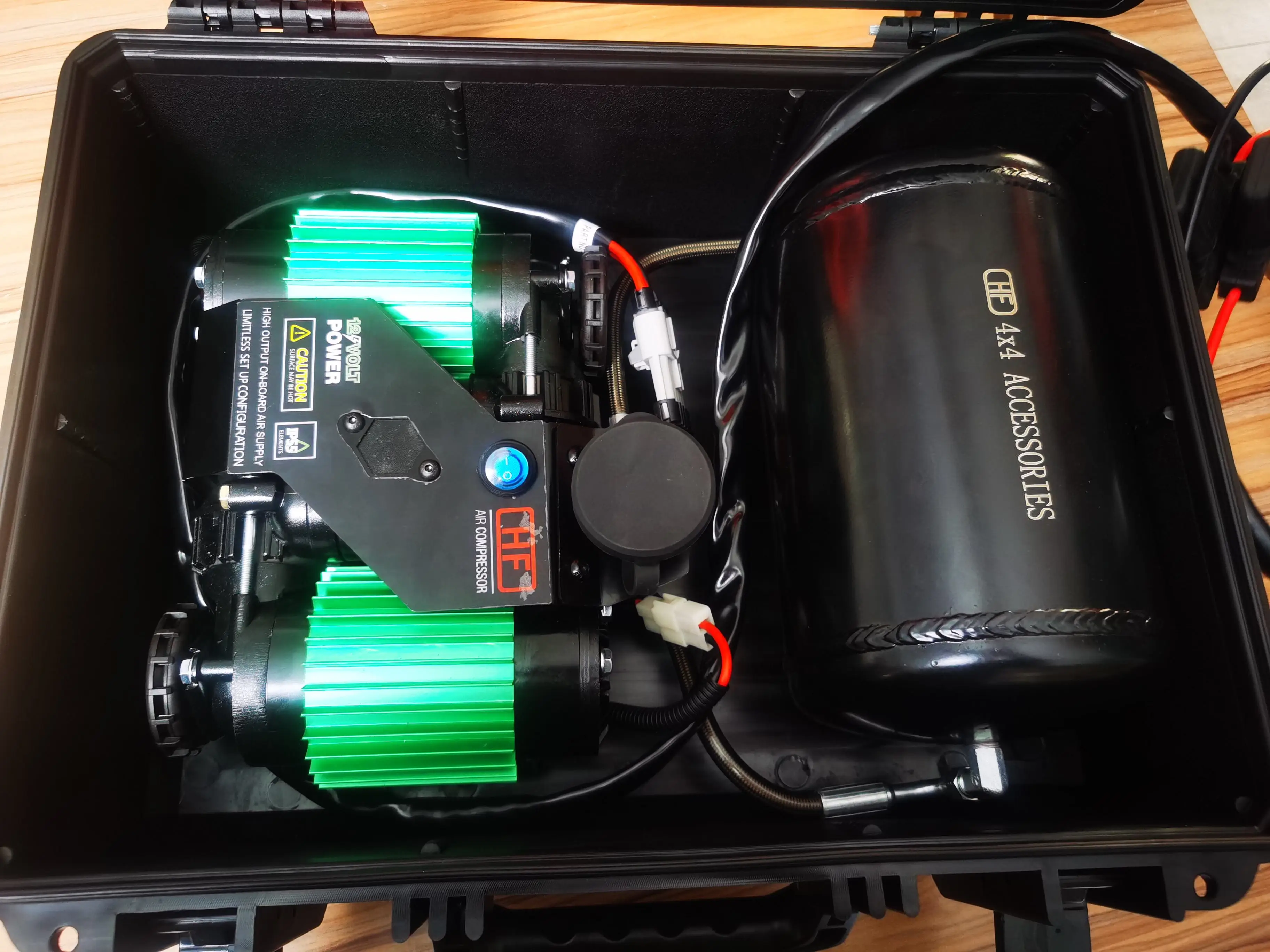 CKMTP12 12V Twin Cylinder 5.3CFM 150PSI Portable Compressor Kit with Tank for 4x4 Offroad Locker Tire Inflator