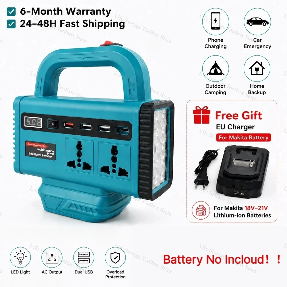 Für Makita 18V Akku-Stromwechselrichter AC 110V 220V Adapter Tragbarer Energiekonverter für Outdoor, Reisen und Notfälle – Ersatzteile für Elektrowerkzeuge