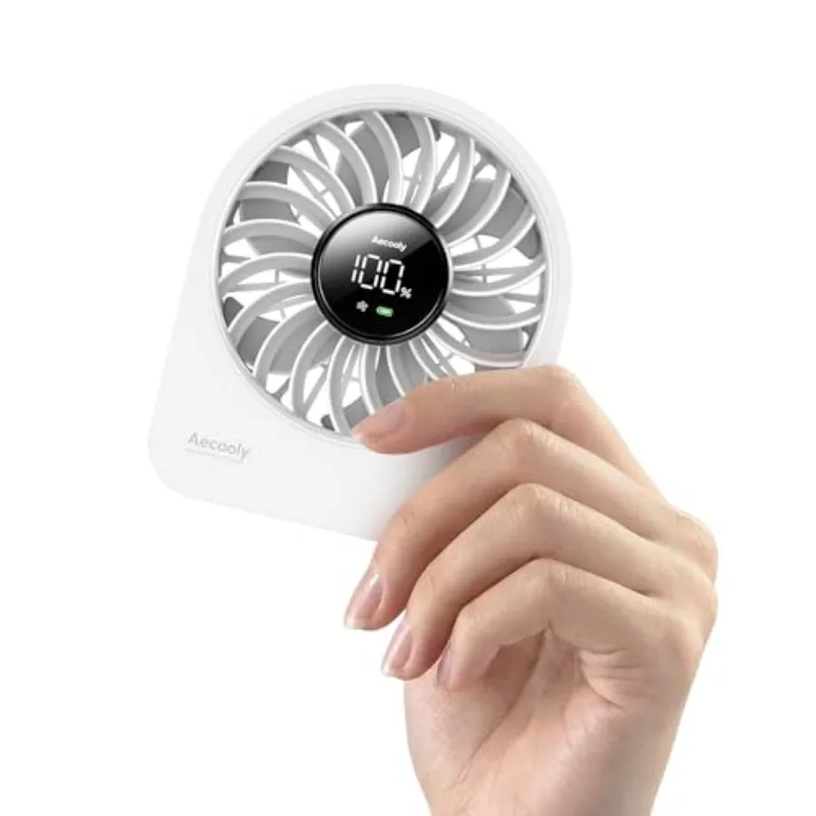 

Mini Portable Fan, Small Enough to Hold USB Desk Fan, 4 Speeds Quiet Rechargeable [10H Max Cooling Time], 180° Adjustable Batte