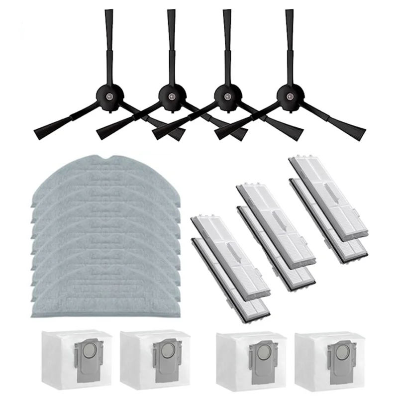 A01V-22PCS Washable Filter Mop Side Brush Dust Bags For Roborock S8 Pro Ultra /S8+/S8 Robot Vacuum Cleaner Replacement Accessori