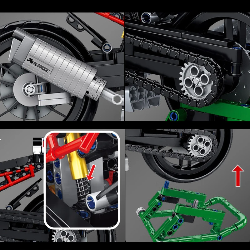 902 قطعة مكعبات بناء الدراجات النارية الفائقة التقنية الجديدة تكنولوجيا الدراجة النارية MOC تجميع ألعاب الطوب للأولاد هدايا الأطفال