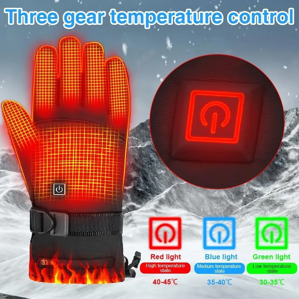 

Men's Women Rechargeable Heating Gloves 4000mAh Battery Touch Screen Waterproof Winter Heated Gloves Outdoor Skiing Warm Gloves