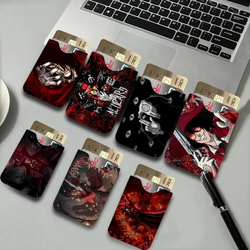 H-HellsingS Anime Ultra-Thin Mini Leather Card Holder Wallets for Men Women Lightweight Soft Genuine Leather Credit Card