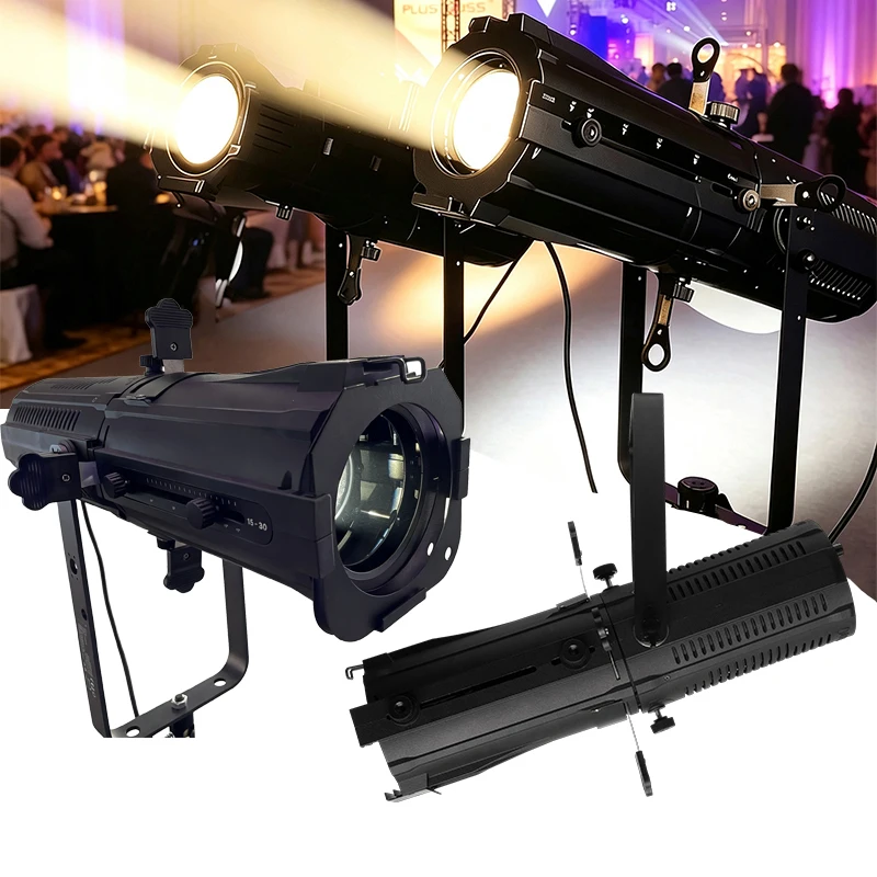 100W COB LED Studio Light 2in1 WW CW or 4in1 RGBL Zoom Ellipsoidal Light DMX Control Smart Quiet Stage Profile Spotlight