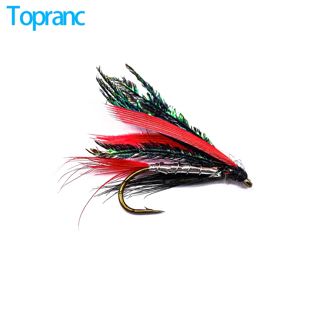 Peacock Wing Red Feather for Salmon Trout Trout Fly Fishing Bait Artificial Insect Bait Dry Hook Fly Lures