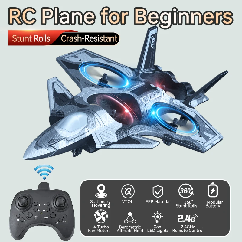 TongLi M5 Fighter Jet Stunt Plane Drone Remote Control Aircraft Crash Resistant Fuselage One Key Takeoff Landing 360 Stunt Flip Stable Flight Long Range Outdoor Hobby Flying Machine Gift for Flight Enthusiasts
