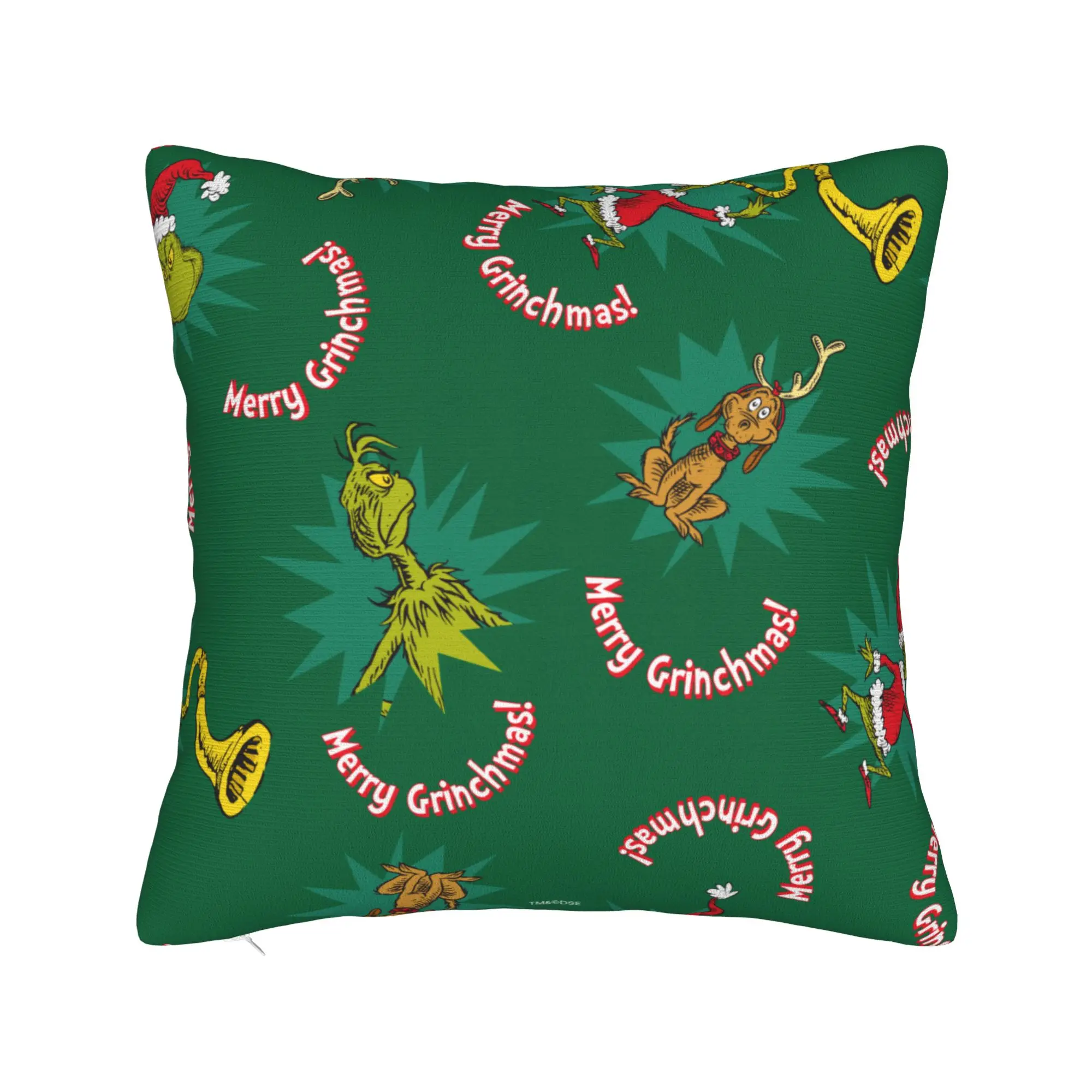 The Green Merry Christmas Xmas Cartoon Square Pillow Case Dr. Seuss Cushion Cover Decorative Pillowcase for Home 18