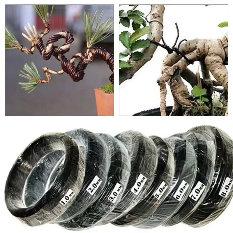 5 m Bonsai Line Plant Support Anodized Aluminum Bonsai Training Line Plant Shape Garden Accessory 2 Dimensions 3.5/4 mm