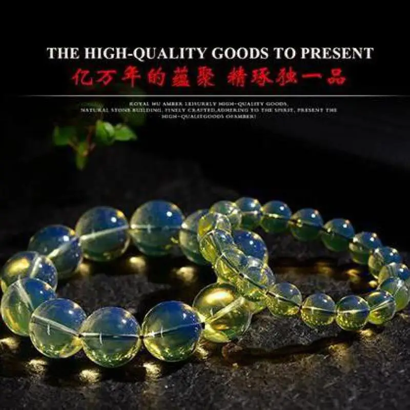 Natural Amber Bracelet Men Women Healing Gemstone Fine Jewelry Accessories Genuine Dominican Blue Amber Bracelets Bangles