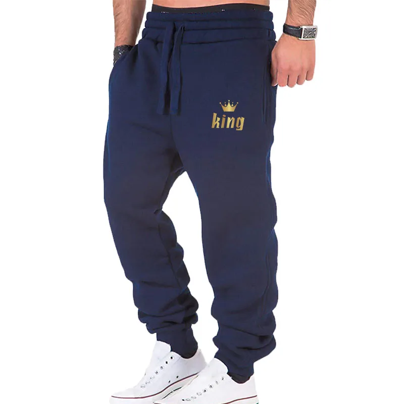 Novas calças casuais, calças esportivas de fitness masculinas, temperamento impresso, calças confortáveis de corrida de rua, calças sanitárias