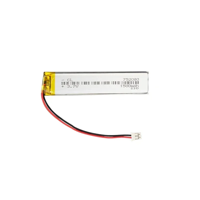 3.7V 2 wires 752080 752080P 1500mah lithium battery with protection board , used for bluetooth MP4 1pcs/lot