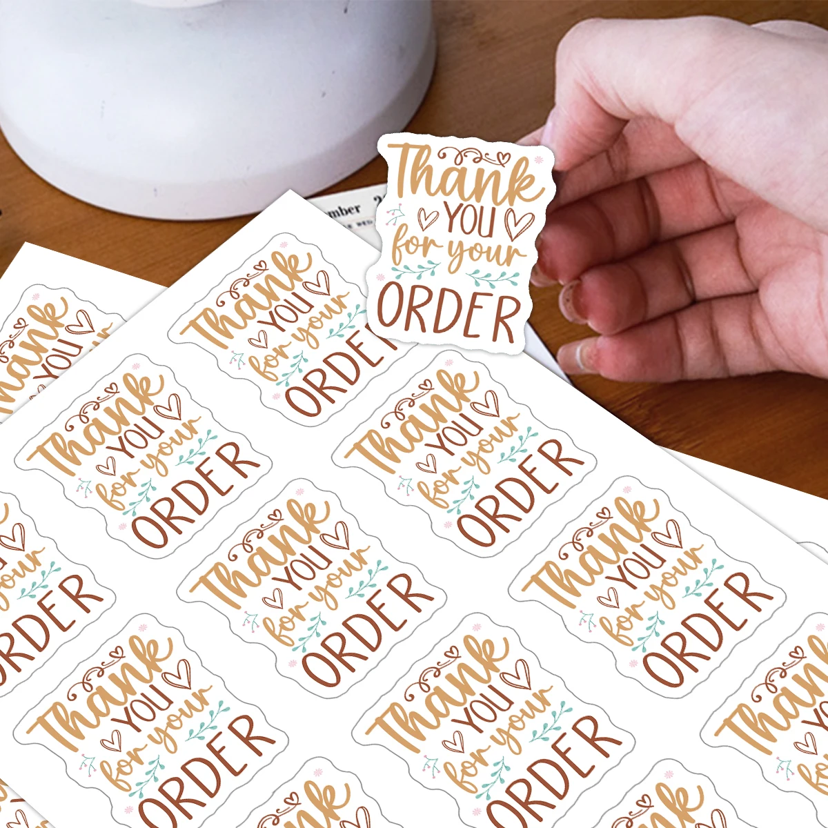 5 hojas-60 piezas de pegatinas de agradecimiento por su pedido, apreciación del cliente ​ Etiquetas para Envolver Regalos, Cajas, Galletas, Pequeñas Empresas