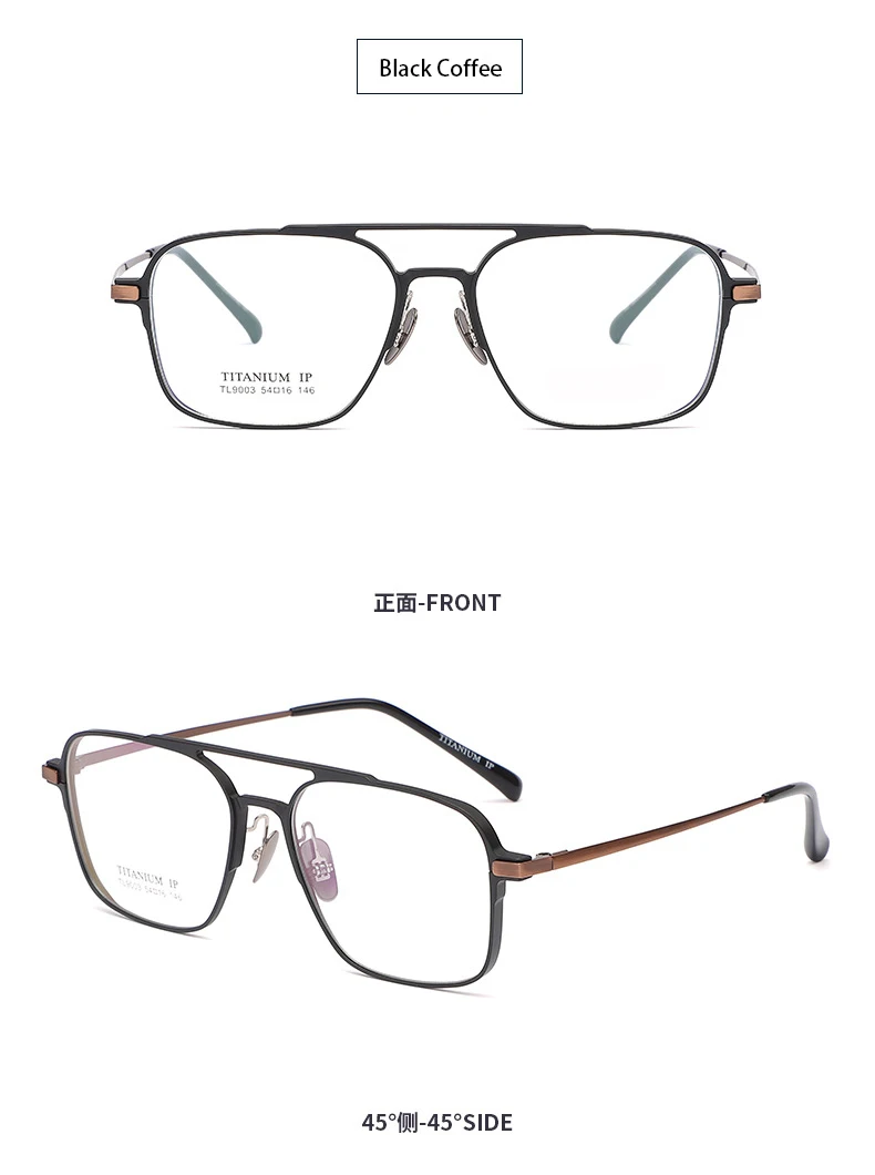 Leichte reine Titan rahmen Retro Polygon Brille Pilot Ultra Doppelbrücke maßge schneiderte optische verschreibung pflicht ige Brillen Mann – Detail 12