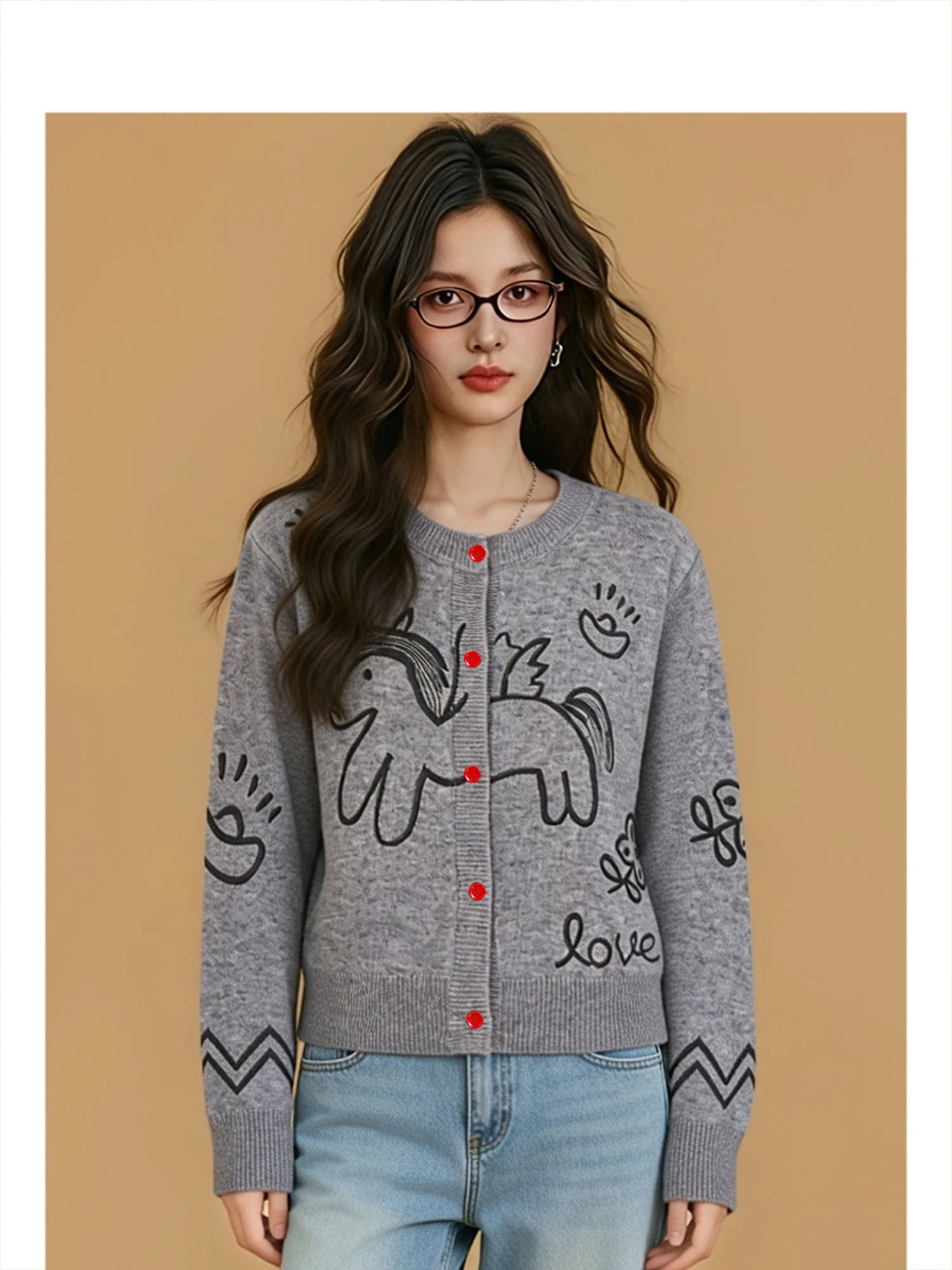 

Женский вязаный свитер Forever 2 Celebra с праздничным мультяшным дизайном к Китайскому Новому году, длинный рукав, круглый вырез