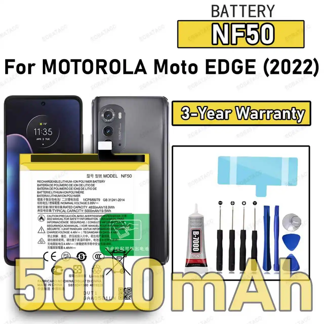 

100% New High Quality NF50 Battery For MOTOROLA MOTO EDGE 2022 Replacement Battery Bateria+Free Tools