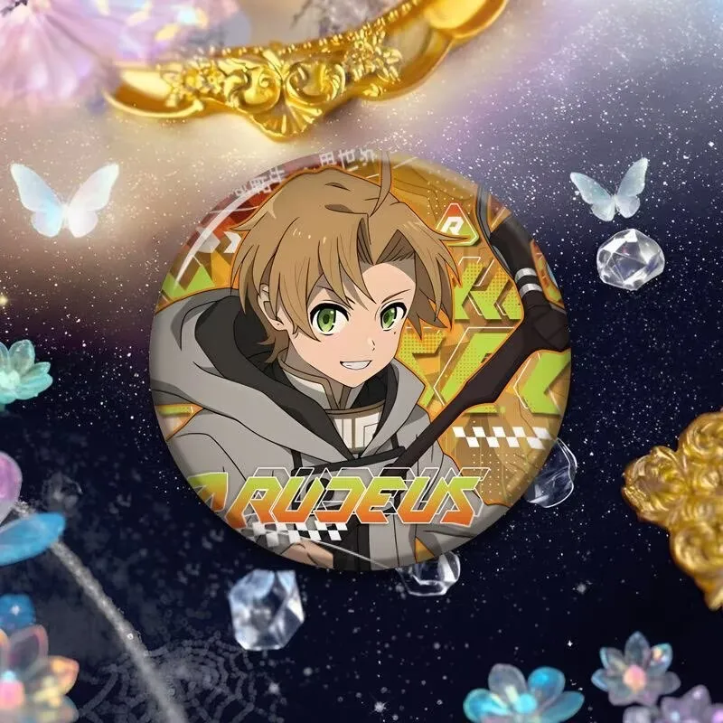 4pcs/set Mushoku Tensei Jobless Reincarnation Anime Badge Rudeus Roxy Eris Sylphiette Brooches Backpack Decor Cosplay Gift
