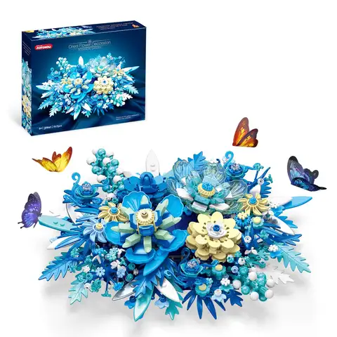 Blommor byggset, blomdekoration byggklossar monteringsleksaker för vuxna, barn, perfekta presenter till födelsedagspojkar, flickor 12 best sales blommaleksak - №12