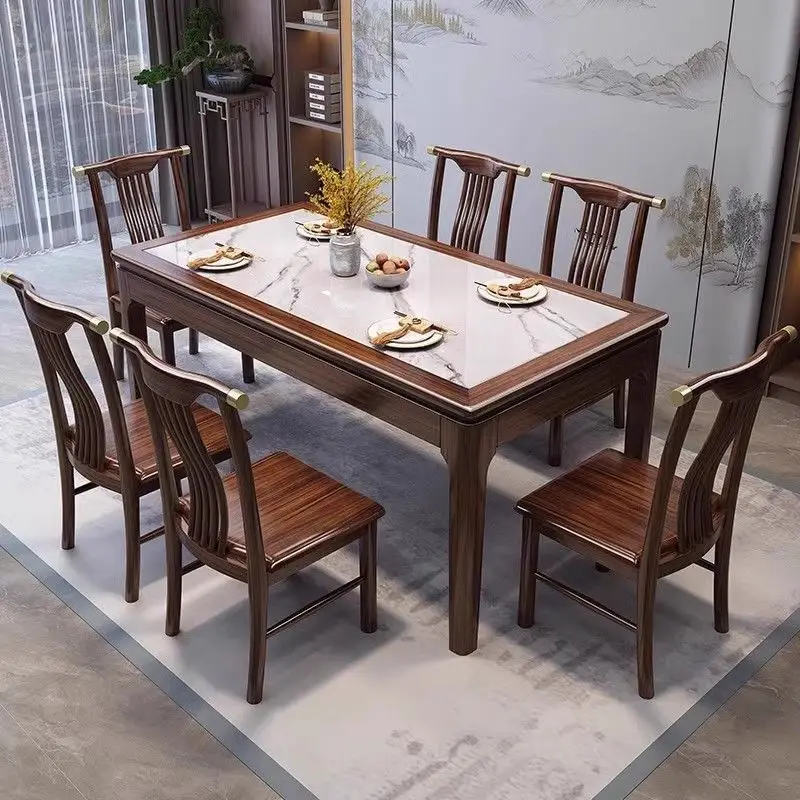 New Chinese Style Dining Tables Homestay Minimalist Design Modern Dining Tables Rock Plate Home Furniture Mesa Comedor Ls40cz