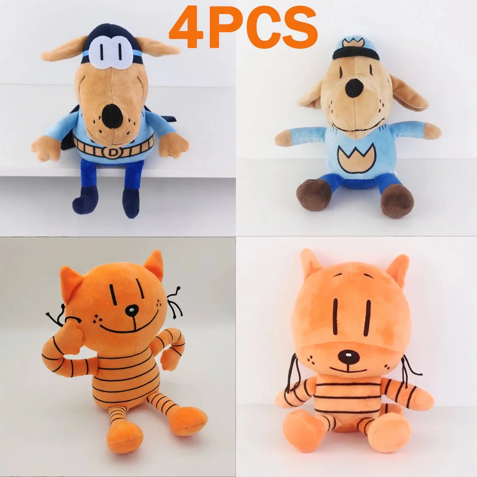 4PCS New Dog Man Plush Toy Anime Petey Cat Puppy Stuffed Animal Cartoon Plushies Figures Pillow Birthday Gift