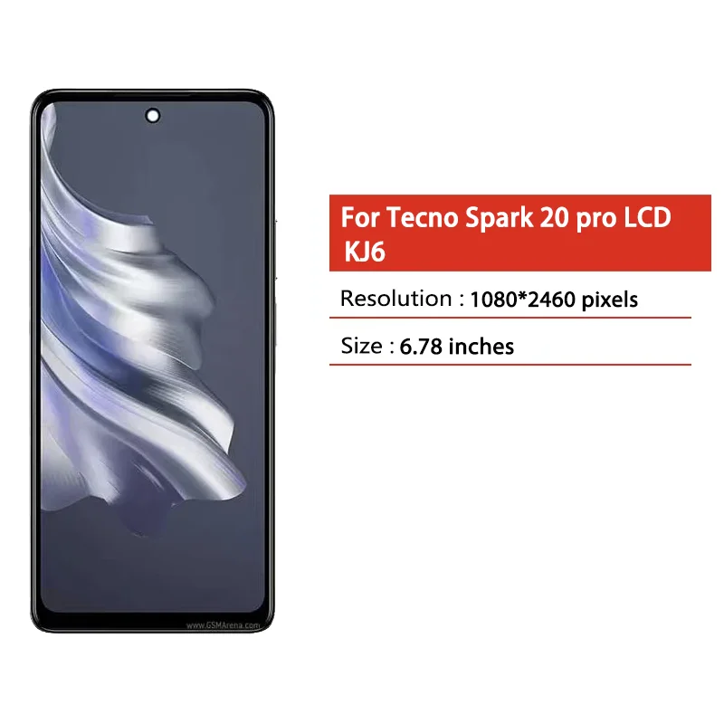 6.78“High Quality For Tecno Spark 20 Pro KJ6 LCD Display Touch Screen Digitizer Panel Assembly For Tecno Spark20 Pro LCD Frame
