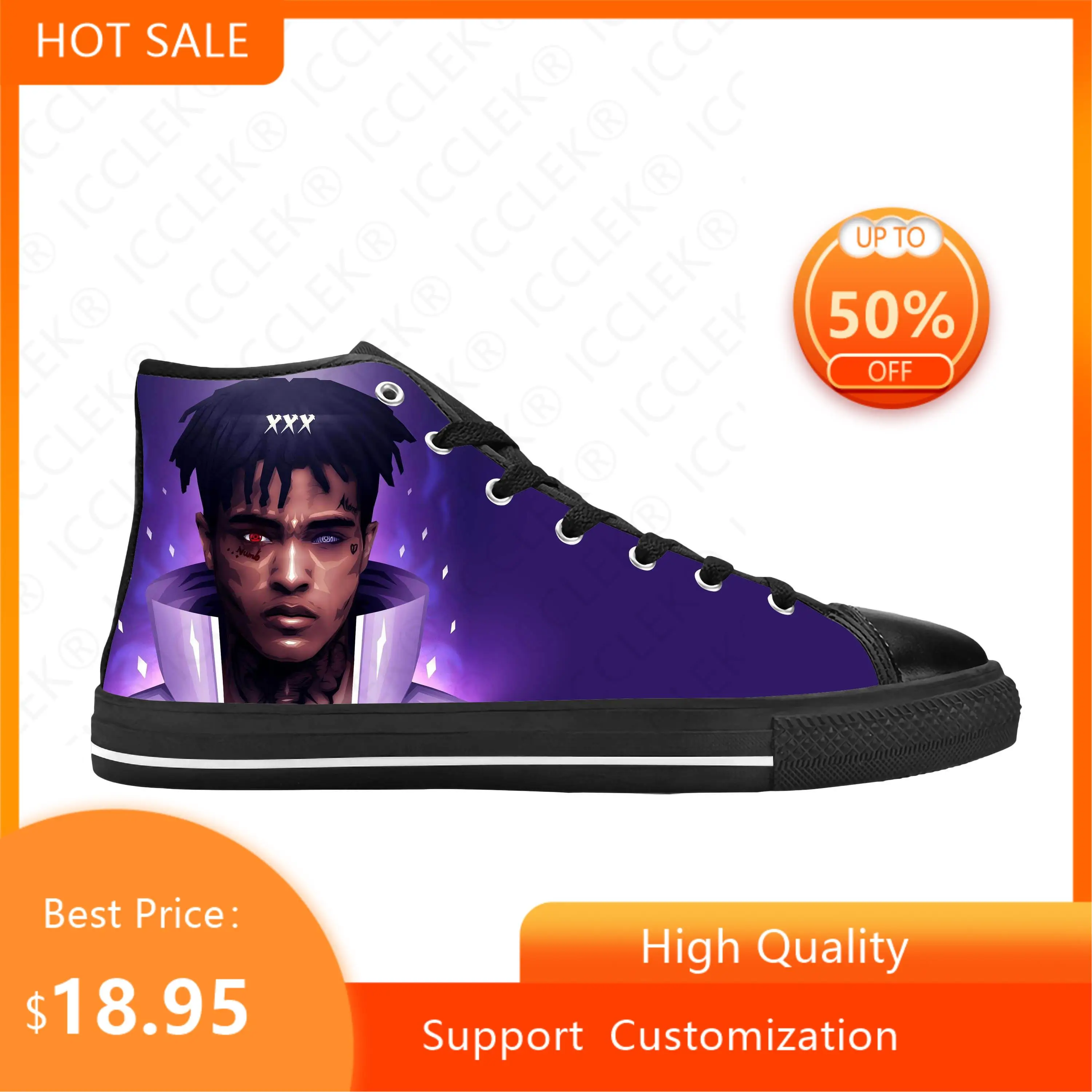 Hot Hip Hop Rapper Rap Singer Music XXXTentacions Casual Shoes High Top Comfortable Breathable Mens Womens Teenager Sneakers