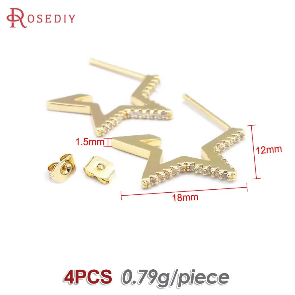 4PCS 18K Gold Color Star Stud Earrings Pins Earrings Women's Earrings High Quality Diy Accessories Rosediy official-website