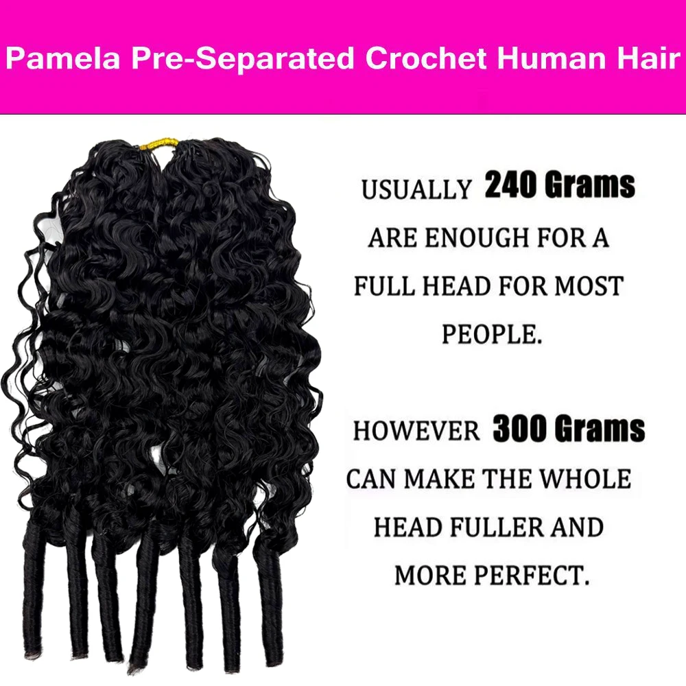 Burmese Curly Feather Crochet Human Hair Extensions Pre Looped Pre Separated Knotless Hair For Braiding