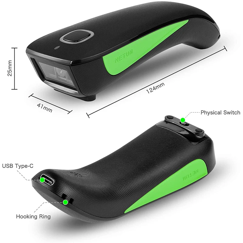 C740 Bluetooth Wireless 1D Barcode Scanner Pocket QR Bar Code Reader CODE128 for Tobacco Garment Mobile Payment