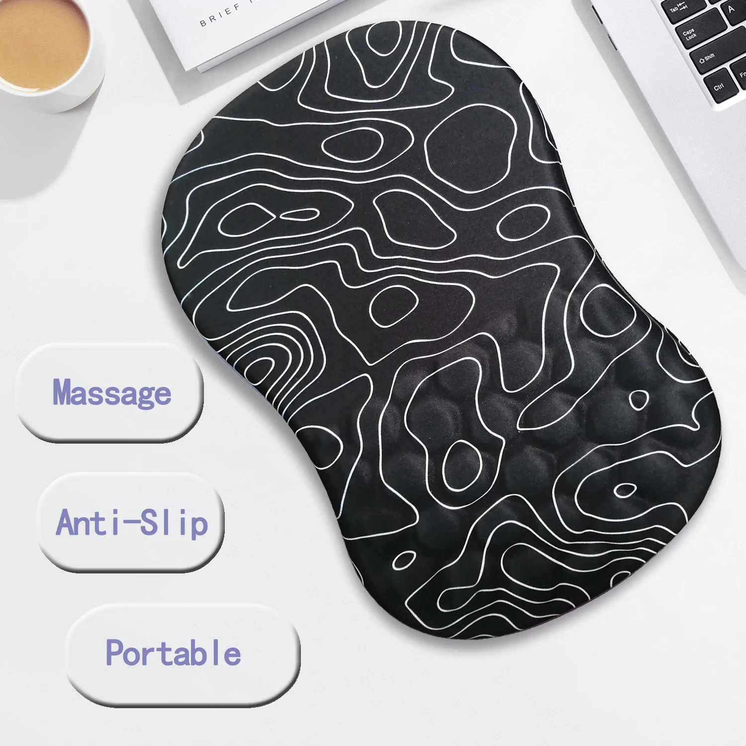 

Black Minimalist Lines Wrest Rest Mouse Pad Game Mousepad Large Gaming Desk Mat Massage Design Wrest Support Ergonomic Mouse Pad