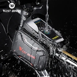 WEST BIKING MTB Bike Bag Waterproof Touch Screen Bicycle Top Front Tube Frame Bags 6.2 Phone Case Cycling Bike Top Tube Bag