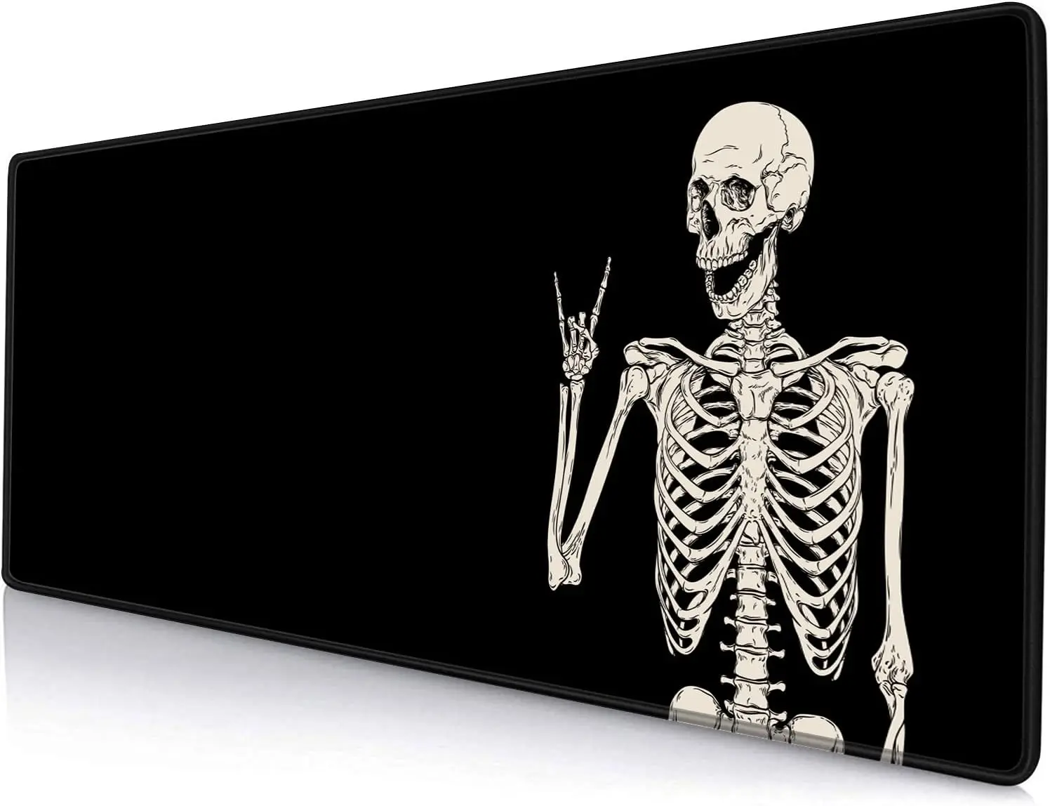 Rock Hand Skeleton Gaming Mouse Pad, Black Background Bone Print Smooth Edge Non Slip Mat for Gamers Office Home Wireless Mouse