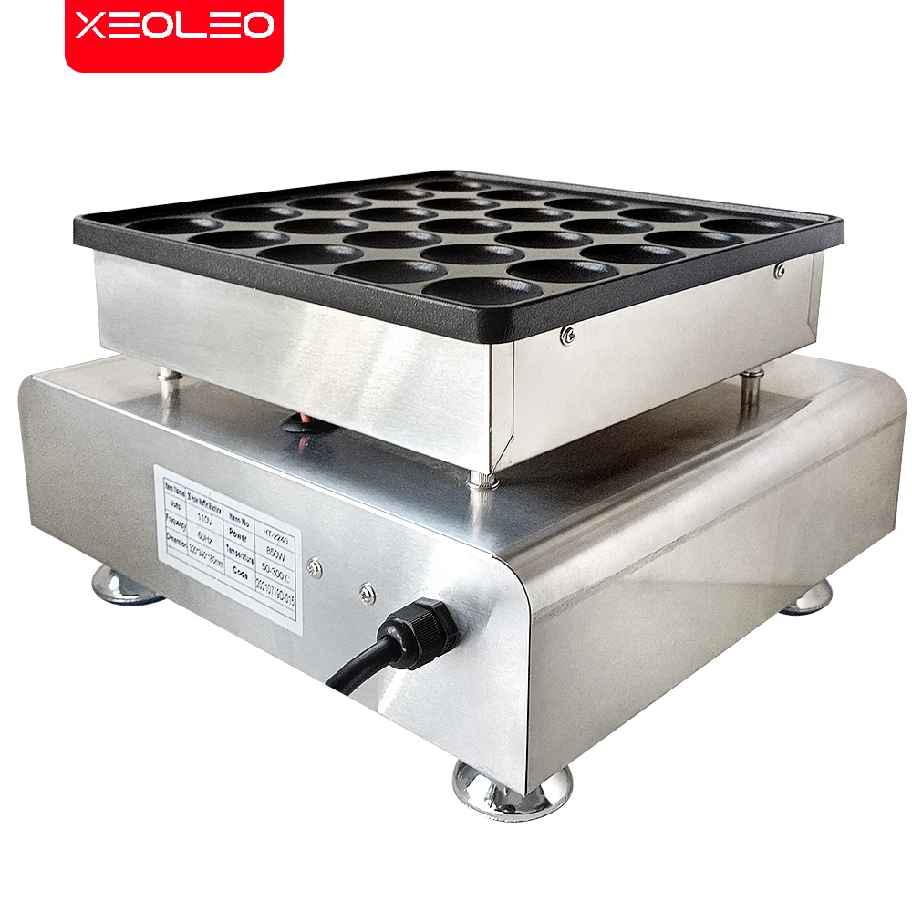 XEOLEO-máquina comercial para hacer tortitas, parrilla antiadherente de 900W, 25 agujeros, Poffertjes holandeses