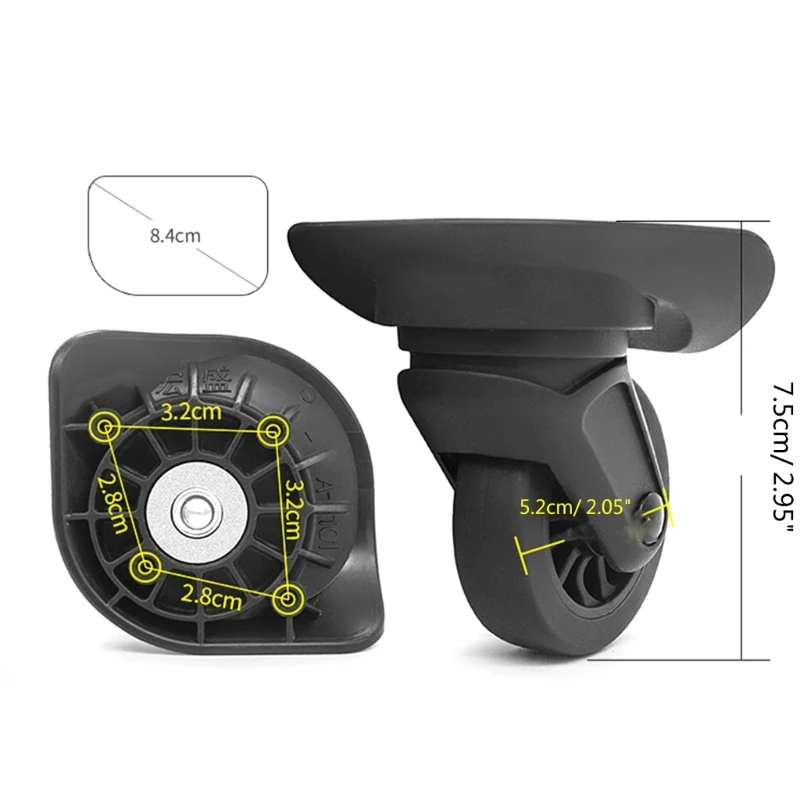 수하물 휠 가방 교체 휠 롤러 하드웨어 수리 키트, 360 도 스피너 캐스터 헤비 듀티 휠, 1 쌍