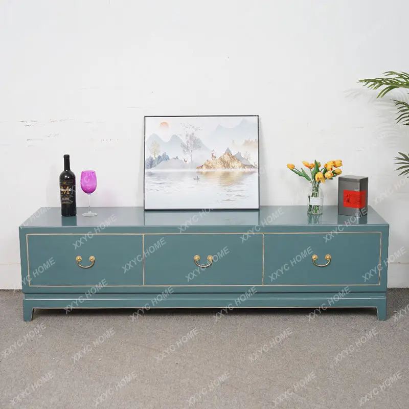 

all-solid wood TV cabinet modern simple small apartment living room coffee table combination floor cabinet