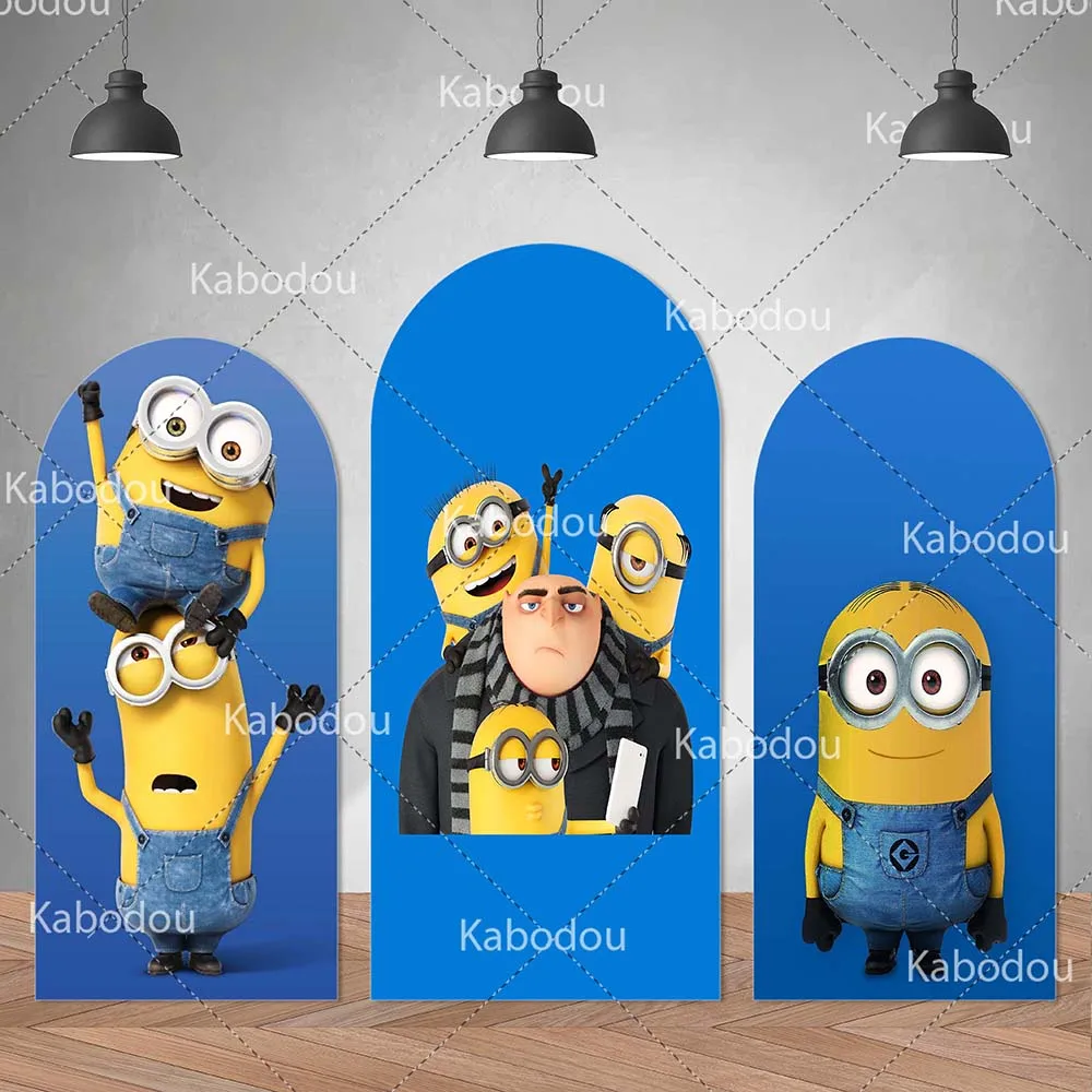 The Minionss Blue Backdrop Arch Doubleside Kid Birthday Party Decoration Baby Shower Photo Photography Background Studio Prop