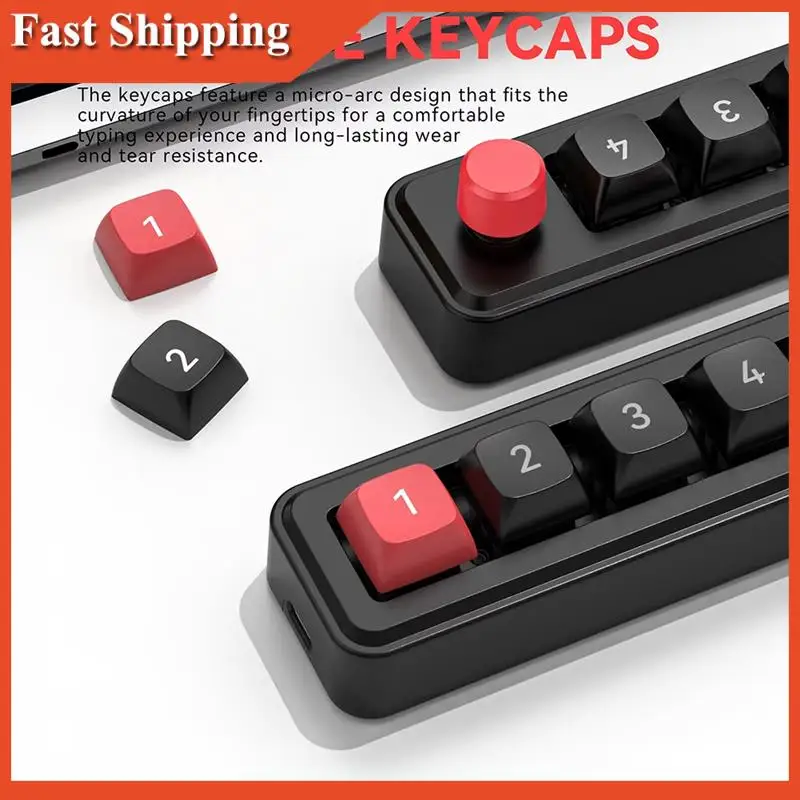 Эффективная механическая игровая клавиатура с 4 клавишами RGB и 1 ручкой — программирование макросов с возможностью горячей замены, черная