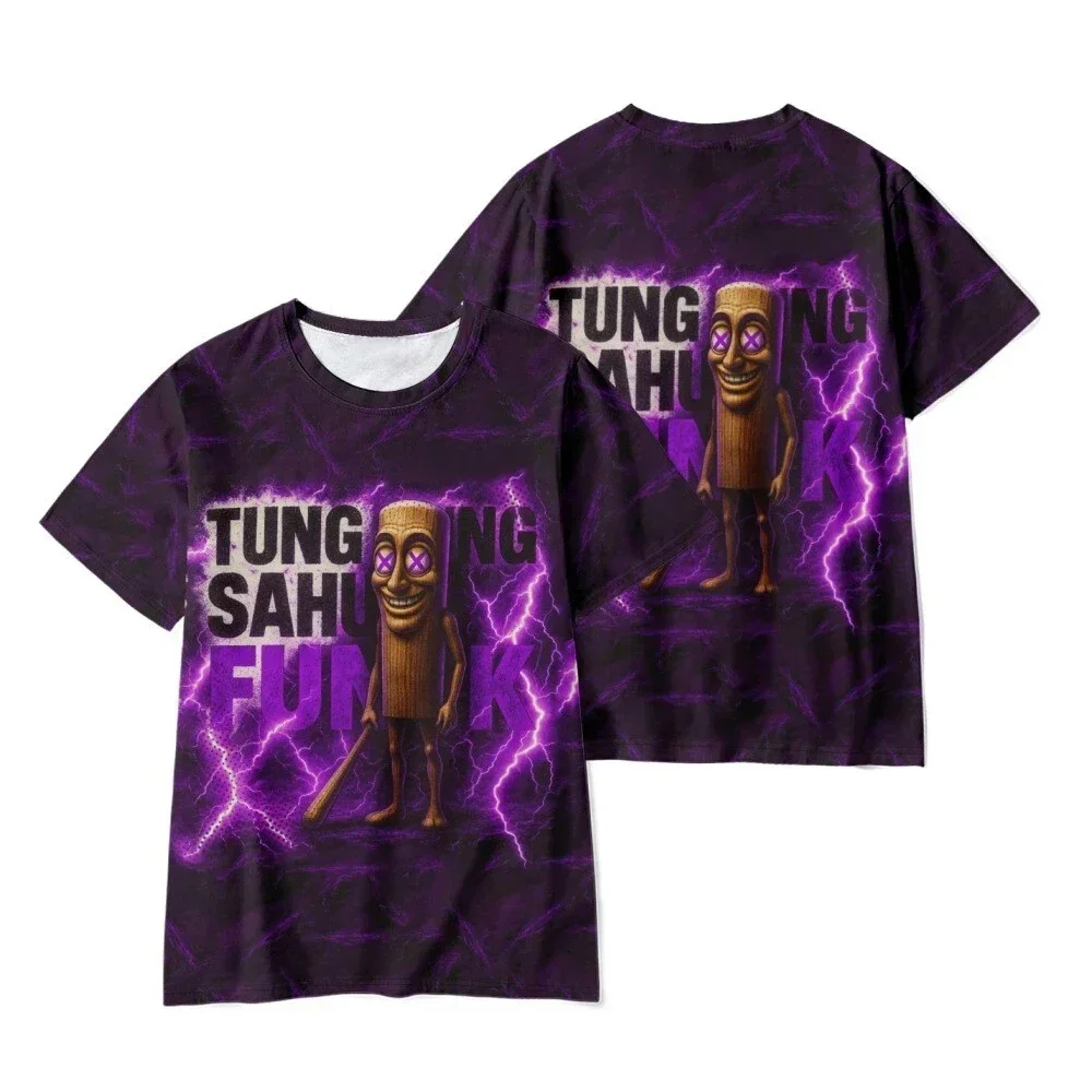 Tung Tung Tung Sahur Italian Brainrot Cartoon 3D Print T-Shirts Kids Short Sleeve T Shirt Boy Girl Tees Tops Children Clothing