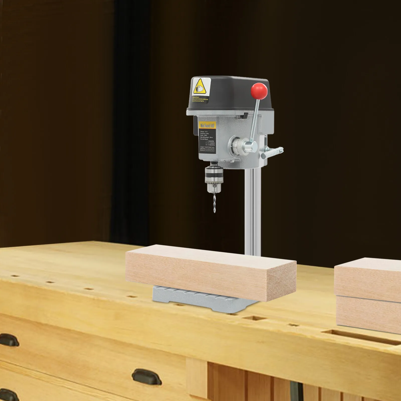 Mini draagbare touwboormachine, 340 W precisiebankboor met 3 snelheden, ideaal voor doe-het-zelf ambachten, meubels en leslaboratorium