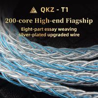 8-Strand QKZ T1 Headphone Cord Silver Plated Upgrade Cord KZ Earphone Cable 0.75MM 2Pin 200 Core TC KZ Wired Headphones