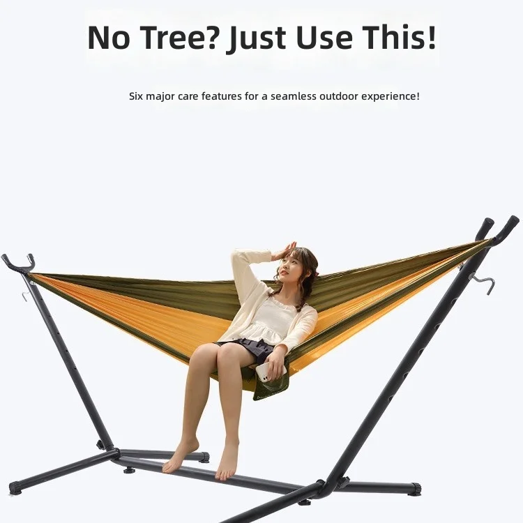

Camping Hammock with Stand, Portable Foldable Canvas for Outdoor Indoor Use, Detachable, All-Season, Heavy Duty Frame