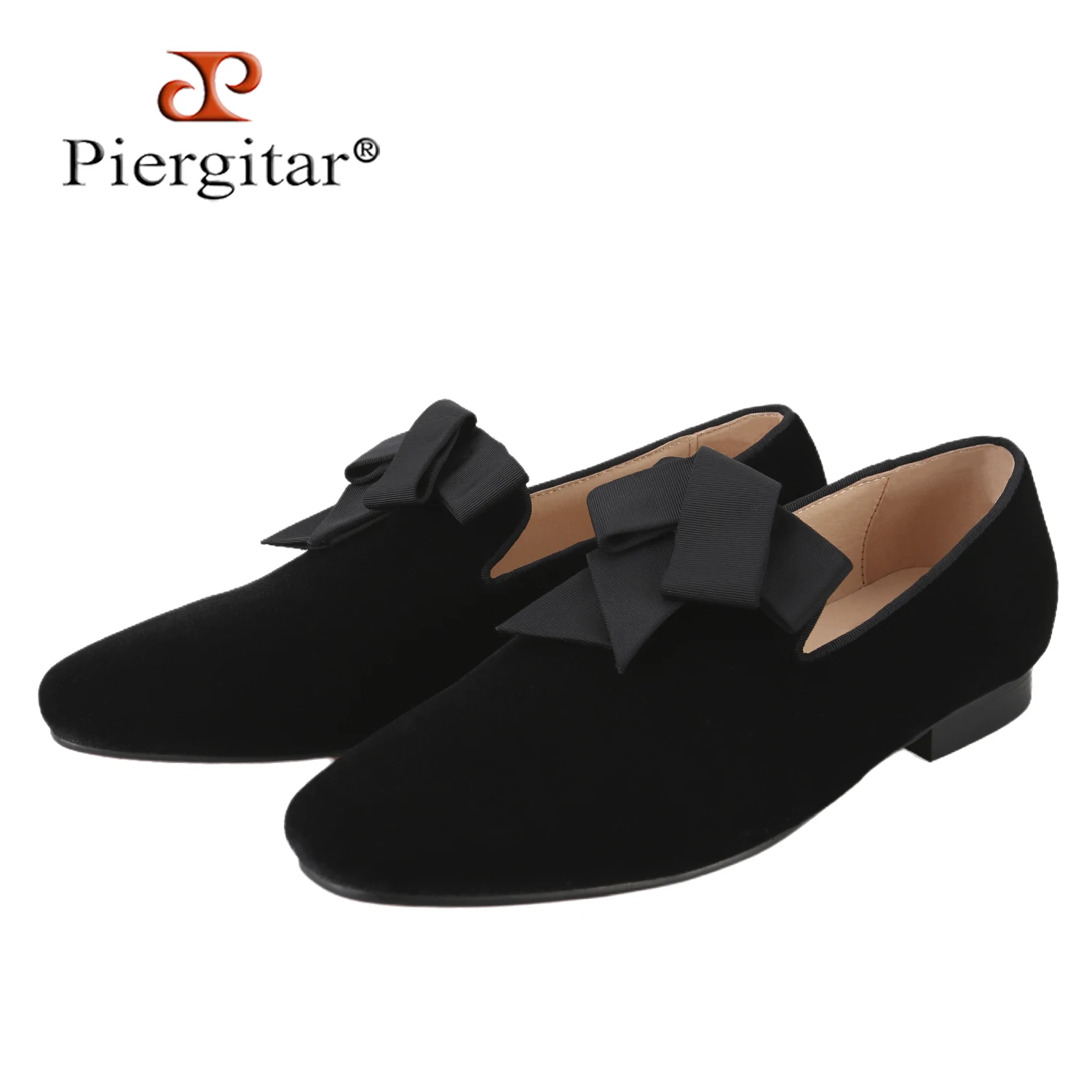 

Мужские бархатные туфли в джентльменском стиле Piergitar с черным бантом ручной работы, тапочки для курения без шнуровки для праздничной одежды, красная подошва