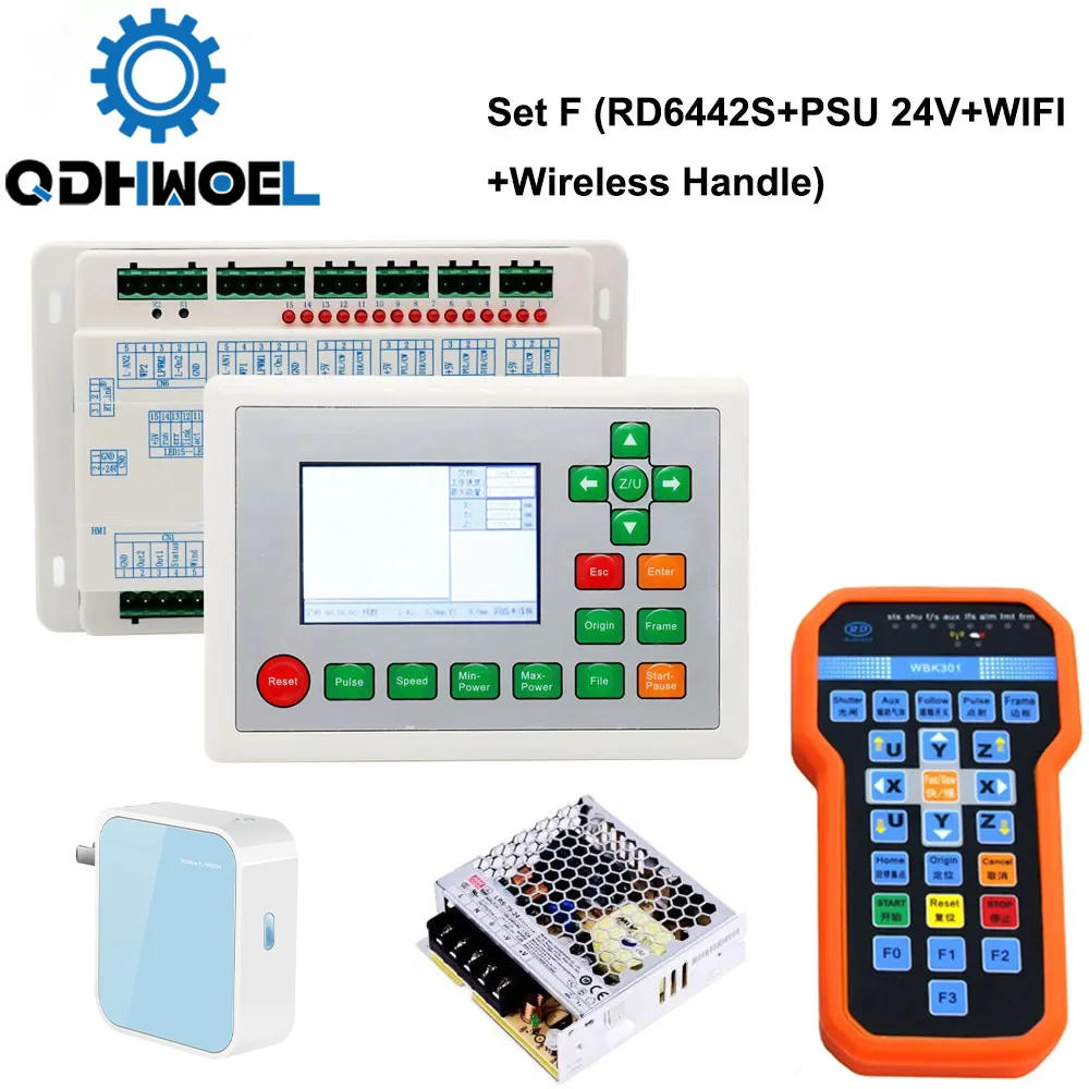 QDHWOEL Ruida RDC6442G RDC6442S DSP Laser Controller Panel PSU WIFI Handle for Co2 Laser Engraving Cutting Machine