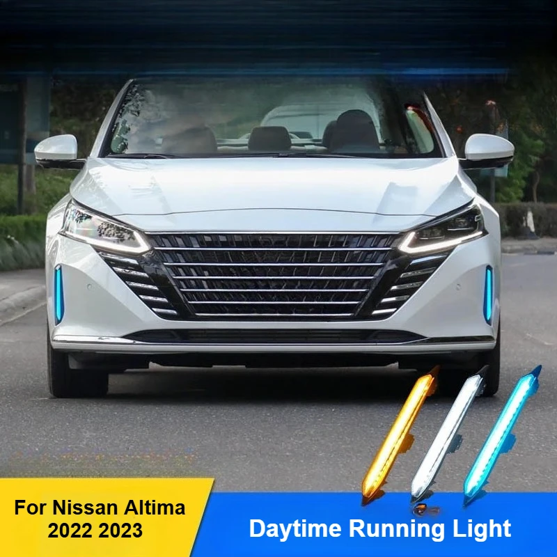 

Для Nissan Altima 2022 2023, передняя противотуманная фара, светодиодные дневные ходовые огни, DRL, плавный указатель поворота, модификация, аксессуары