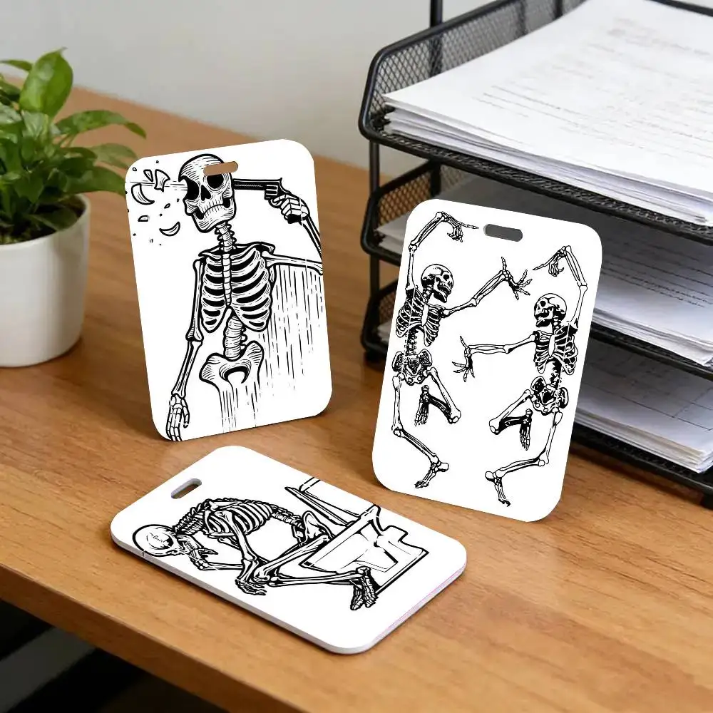 Human Skeleton Black Lanyard Card Holders Student Meal Cards And Campus Ids School