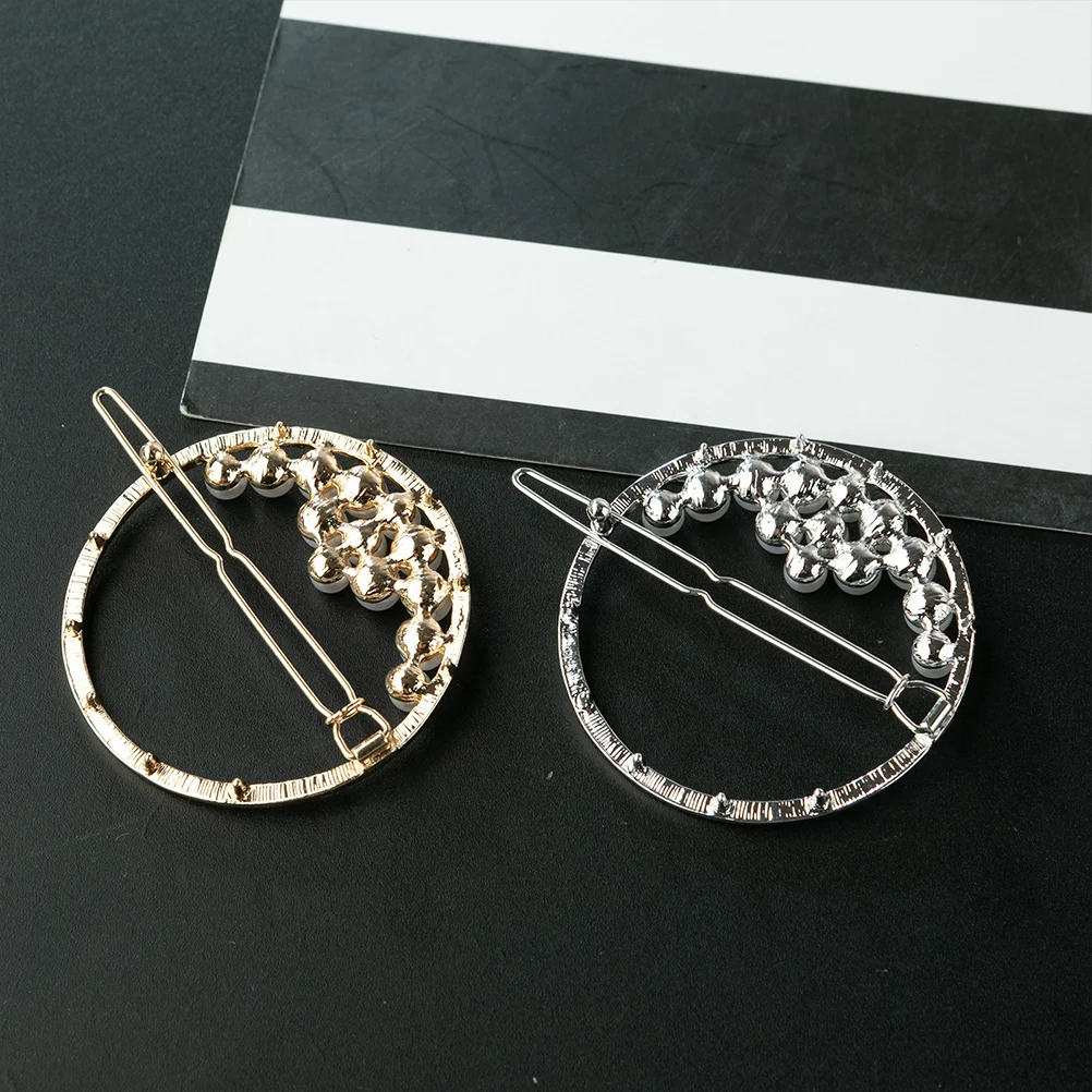 

2 Pcs Pearl Hair Clip Large Pins Styling Round Sparkling Jeweled Clips European and American Miss